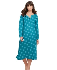 Dreams & Co. Women's Plus Thermal Henley Nightgown