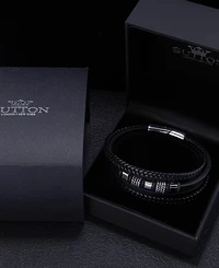 Rhona Sutton Black Nexus Multi Leather Stainless Steel Bracelet