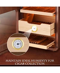 Jinjunye Cigar Humidors Cabinet for 200 Cigars, Cigar humdiidor Box with Digital Hygrometer, Spanish Cedar Lining 2 Shelves 1 Drawer Cabinet Humidor f