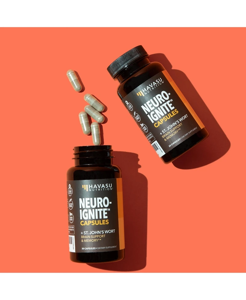 NeuroIgnite Capsules + St. John's Wort, Brain Support & Memory Supplement, Havasu Nutrition, 30ct