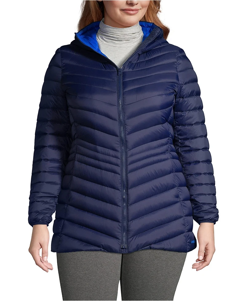 Lands' End Plus Size Ultralight Packable Long Down Jacket