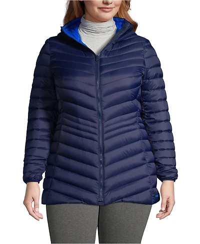 Lands' End Plus Size Ultralight Packable Long Down Jacket