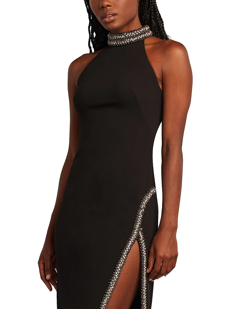 Tadashi Shoji Steva Embellished Halter Midi Dress