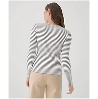 Pact Women's Organic Cotton Favorite Rib Henley Long Sleeve Top