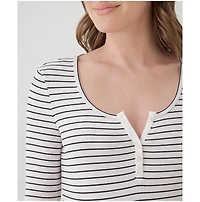 Pact Women's Organic Cotton Favorite Rib Henley Long Sleeve Top