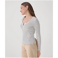 Pact Women's Organic Cotton Favorite Rib Henley Long Sleeve Top