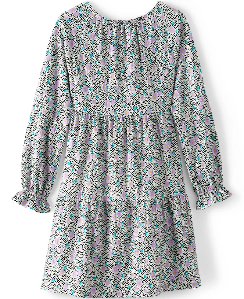 Lands' End Girls Long Sleeve Tiered Knit Dress