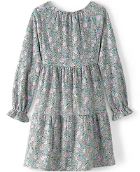 Lands' End Girls Long Sleeve Tiered Knit Dress