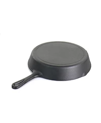 MegaChef Pre-Seasoned 6 Piece Cast Iron Skillet Set with Lids and Red Silicone Holders