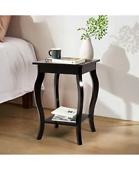 Gymax Accent Side Table Sofa End Table Nightstand Coffee Table w/ Storage Shelf Brown
