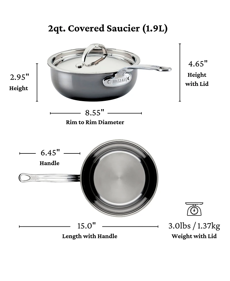 Hestan NanoBond Molecular Titanium 2-Quart Saucier with Lid