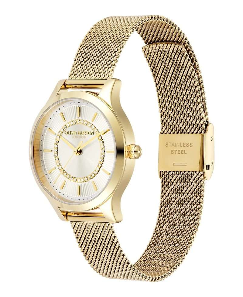 Olivia Burton Women's Wonder Lust Gold-Tone Stainless Steel Mesh Bracelet Watch 30mm
