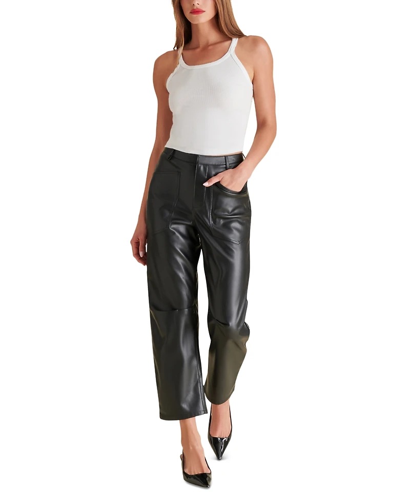 Steve Madden Women's Haniel Faux-Leather Barrel Pants