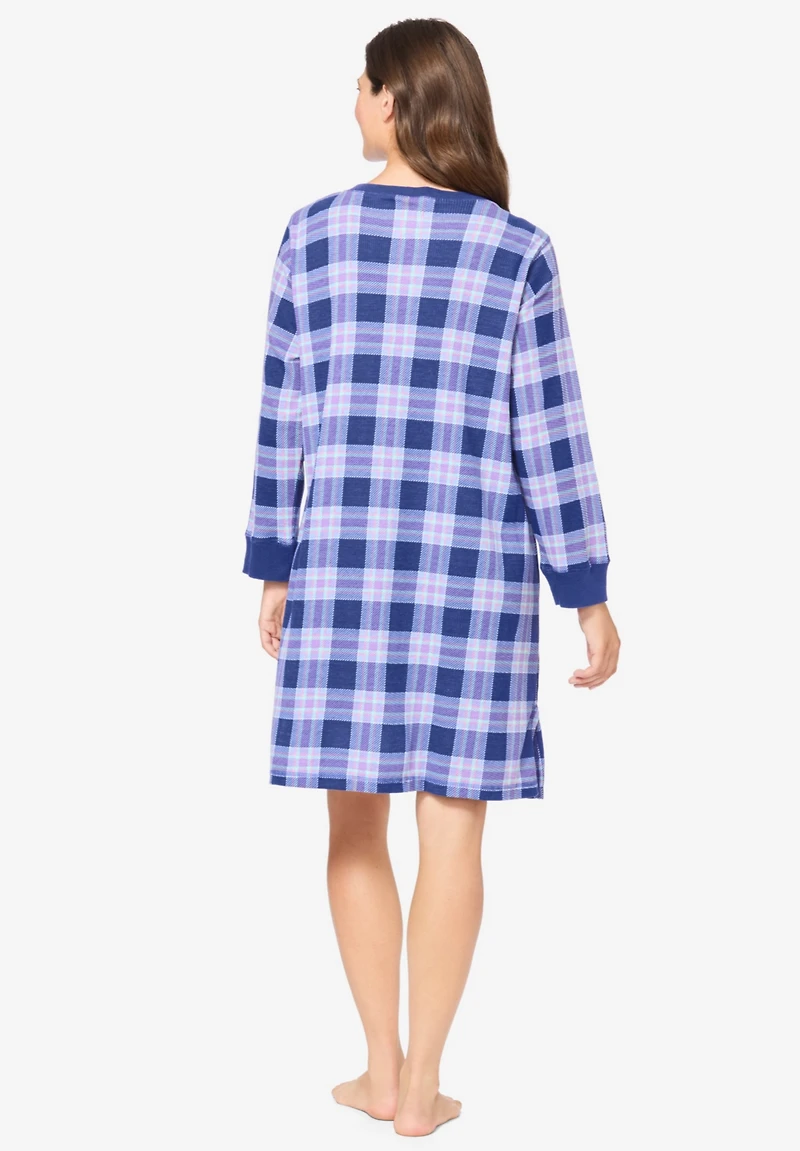 Dreams & Co. Women's Plus Thermal Henley Sleepshirt