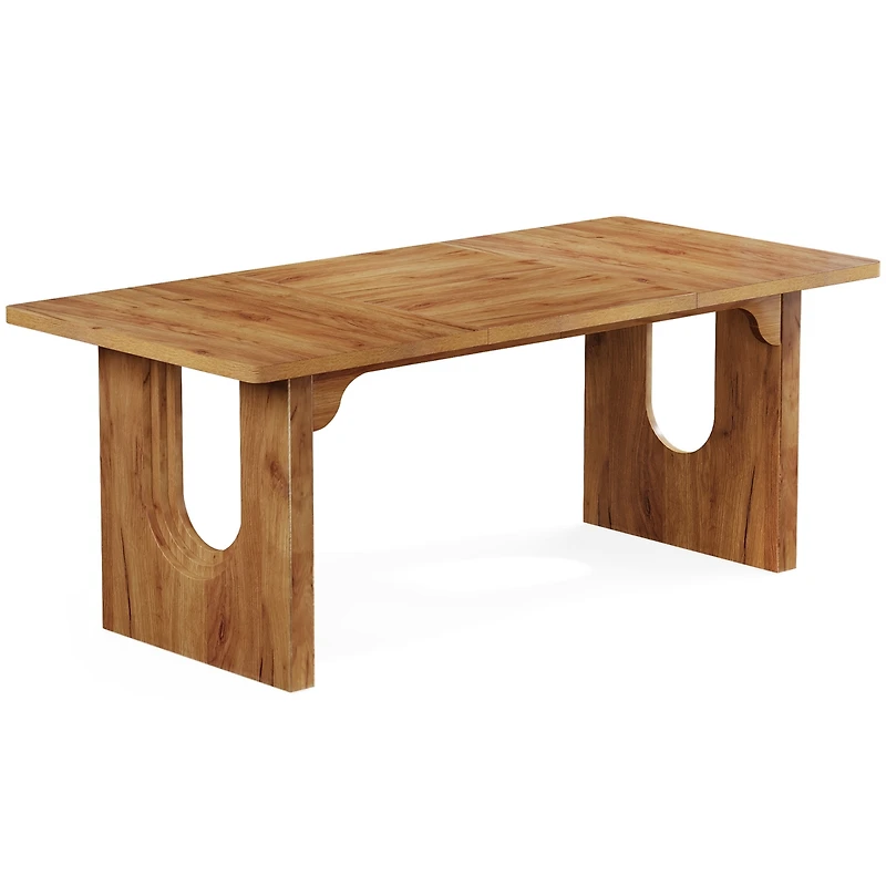 Tribesigns Modern Dining Table for 6 to 8 People, 71" Large Kitchen Dining Table with Wood Pedestal Base, Rectangular Long Dinner Table, Rustic B