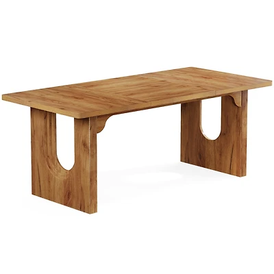 Tribesigns Modern Dining Table for 6 to 8 People, 71" Large Kitchen Dining Table with Wood Pedestal Base, Rectangular Long Dinner Table, Rustic B