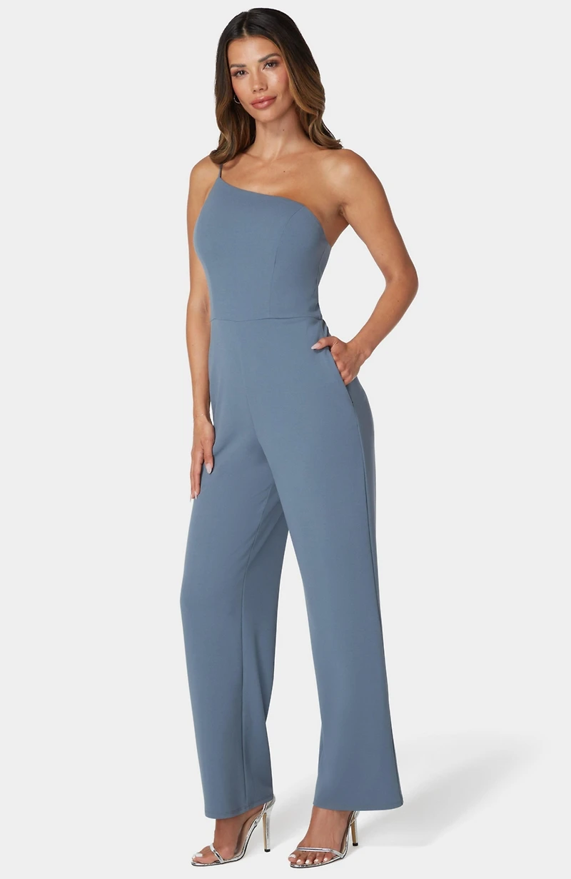Bebe Women's One Shoulder Core Jumpsuit