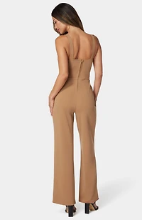 Bebe Women's Scuba Crepe Jumpsuit With Strap