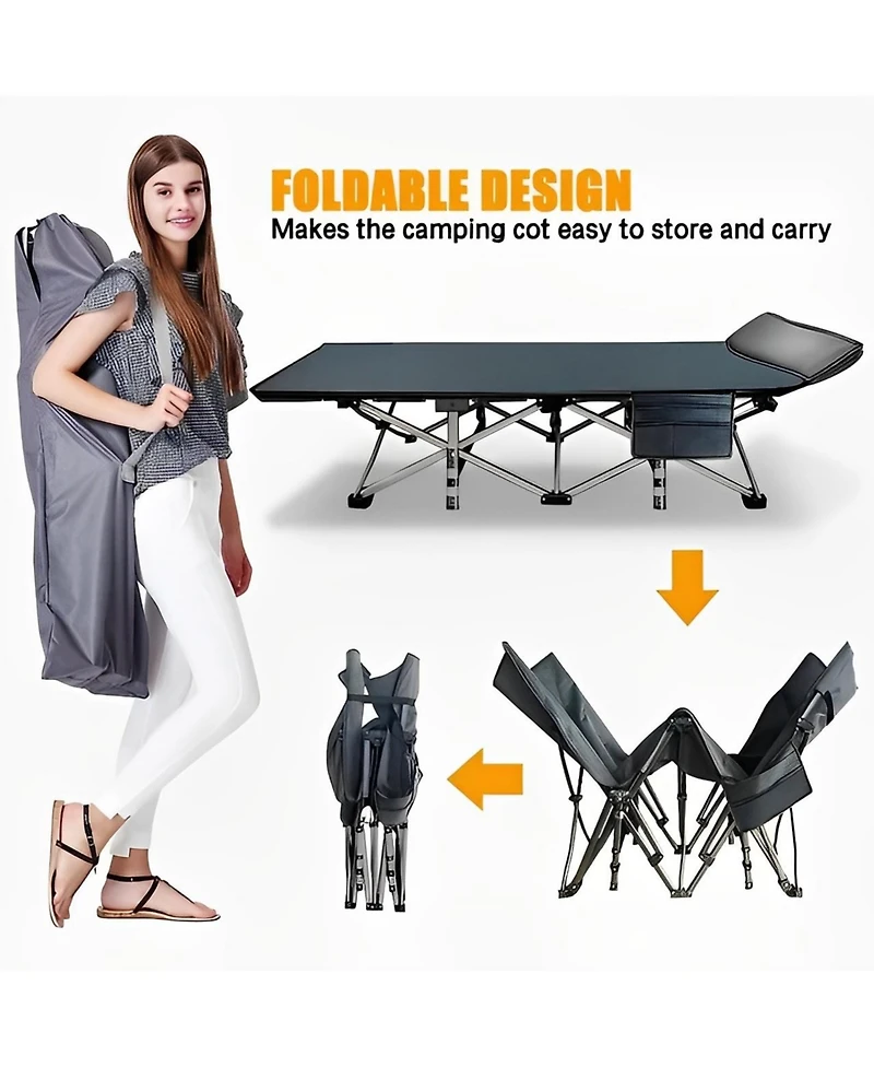 Skonyon 2-Piece Folding Bed & Camping Cots with Removable Cotton Mattress Indoor/Outdoor