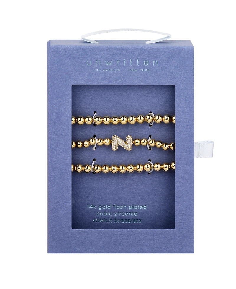 Unwritten Cubic Zirconia Bubble Initial Stretch Bracelet Set