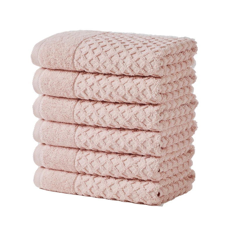 Linery & Co. Quick-Drying Cotton Diamond Waffle Textured 6-Piece Hand Towel Set