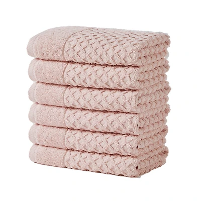 Linery & Co. Quick-Drying Cotton Diamond Waffle Textured 6-Piece Hand Towel Set