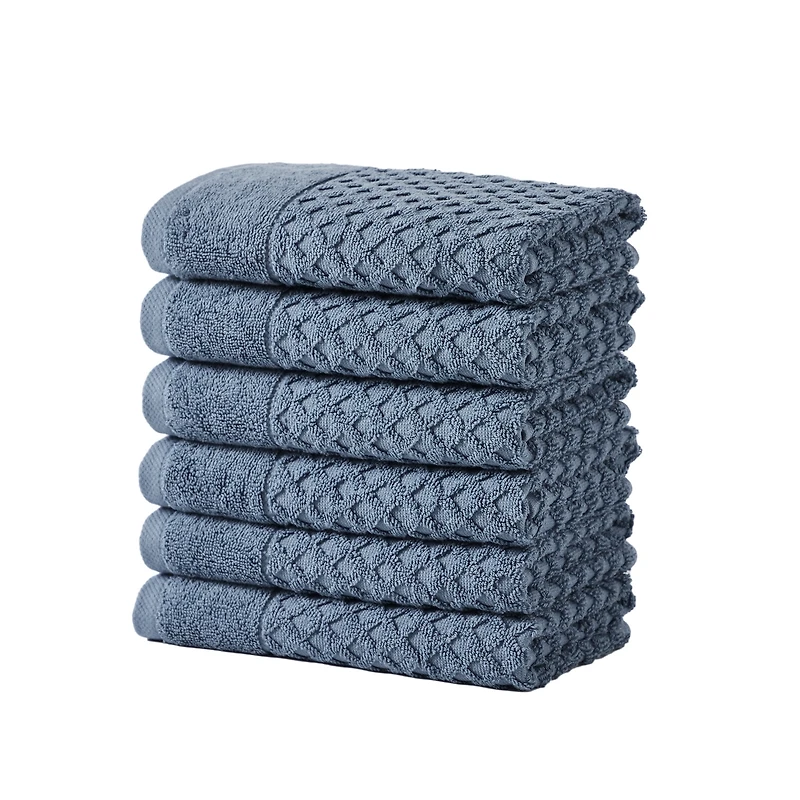 Linery & Co. Quick-Drying Cotton Diamond Waffle Textured 6-Piece Hand Towel Set
