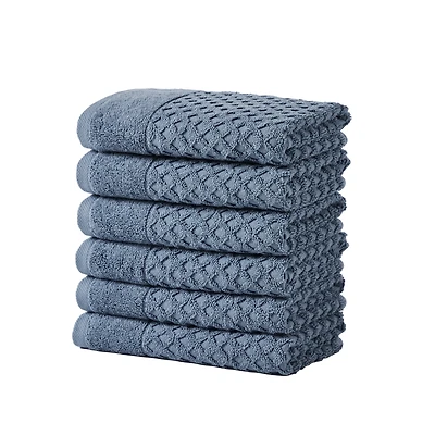 Linery & Co. Quick-Drying Cotton Diamond Waffle Textured 6-Piece Hand Towel Set