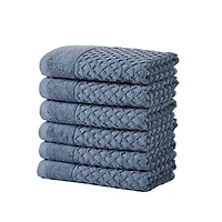 Linery & Co. Quick-Drying Cotton Diamond Waffle Textured 6-Piece Hand Towel Set
