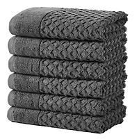 Linery & Co. Quick-Drying Cotton Diamond Waffle Textured 6-Piece Hand Towel Set