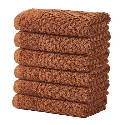Linery & Co. Quick-Drying Cotton Diamond Waffle Textured 6-Piece Hand Towel Set