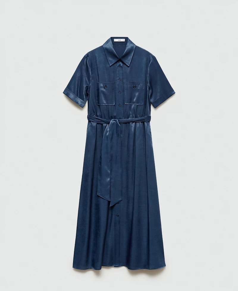 Mango Women's Satin Shirt Dress