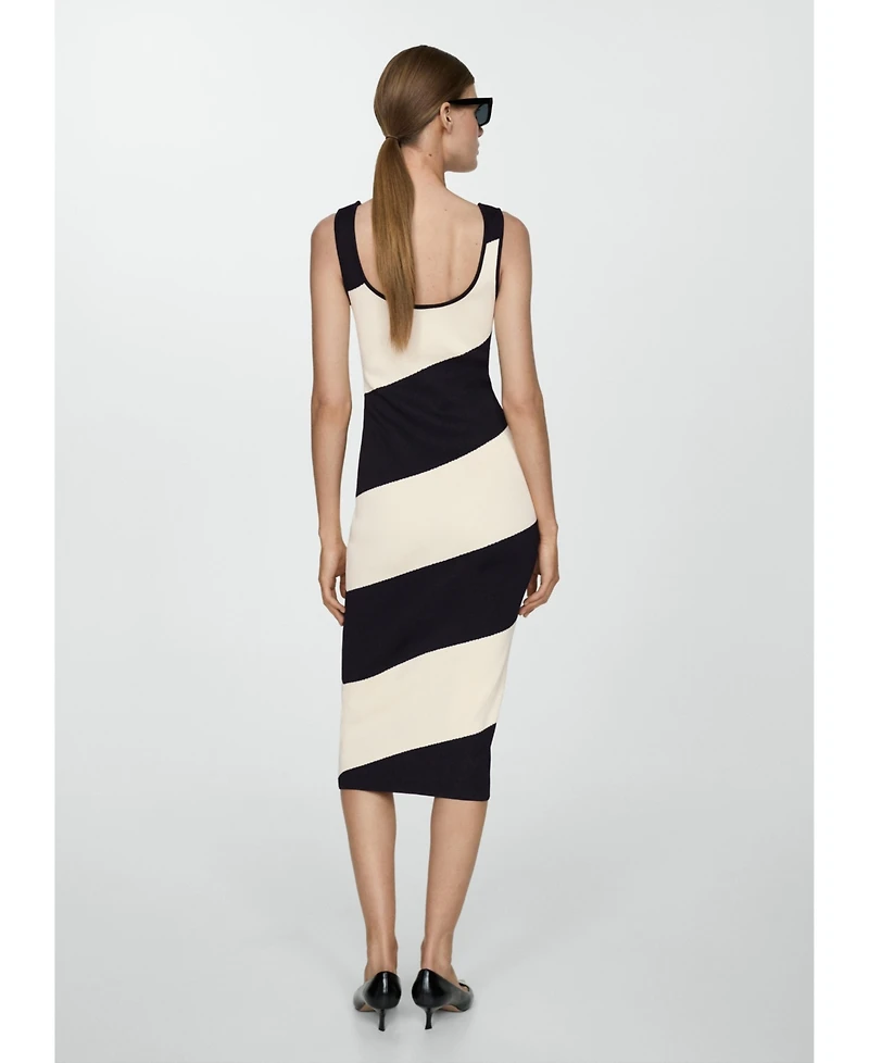 Mango Women's Striped Knitted Midi-Dress