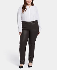 Nydj Plus Coated Marilyn Straight Jeans
