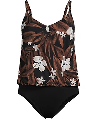 Lands' End Women's Smoothing Control Blouson Fauxkini One Piece Swimsuit