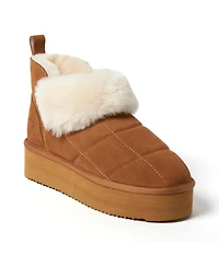 Fireside by Dearfoams Women's Bayswater Genuine Shearling Quilted Platform Bootie