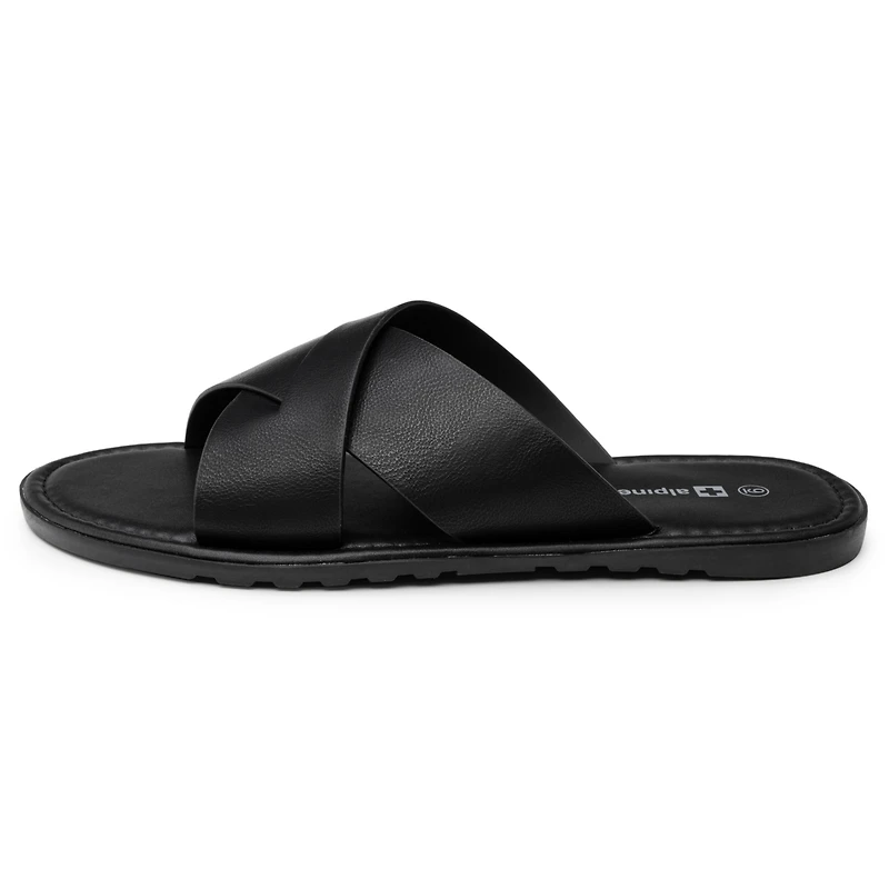 Alpine Swiss Men's Hugo Faux Leather Slide Sandals Dressy Comfortable Shoes