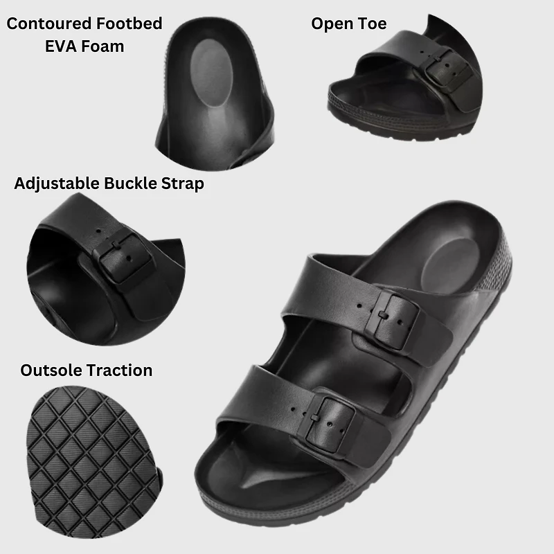 Alpine Swiss Men's Double Strap Eva Slide Sandals Sole Flat Casual Comfort Shoes
