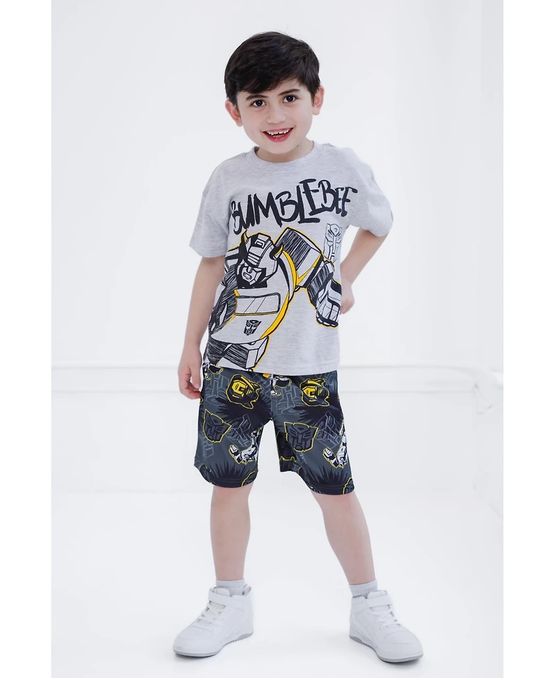 Transformers Toddler Boys Bumblebee Optimus Prime Graphic T-Shirt & Mesh Shorts Outfit Set to