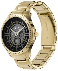A|X Armani Exchange Men's Quartz Multifunction Gold Stainless Steel Watch 46mm
