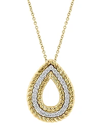 Effy Diamond (3/8 ct. t.w.) & Rope Pear-Shaped 18" Pendant Necklace in 14k Two-Tone Gold