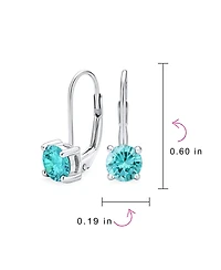 Bling Jewelry Traditional Round 1CT Cz Solitaire Drop Earrings Gold Plated .925 Sterling Silver Leverback