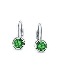 Bling Jewelry Dainty 0.50CTW Round Bezel Cubic Zirconia Cz Solitaire Dangle Drop Earrings Lever Back Rose Gold Plated .925 Sterling Silver