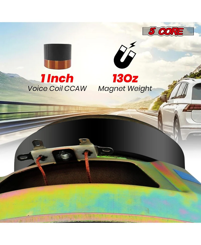 5 Core 8 Inch Subwoofer 900 W Amplified Bass 4 Ohm Audio Speaker System For Truck