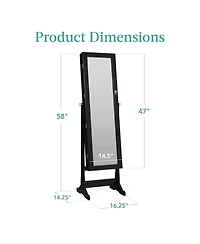Best Choice Products Jewelry Armoire Cabinet, Full Length Mirror w/ Velvet Storage Interior, Lock