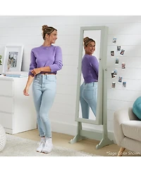 Best Choice Products Jewelry Armoire Cabinet, Full Length Mirror w/ Velvet Storage Interior, Lock
