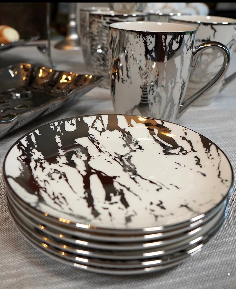 Certified International Matrix Gold-Silver Tone Canape Plates Set of 6