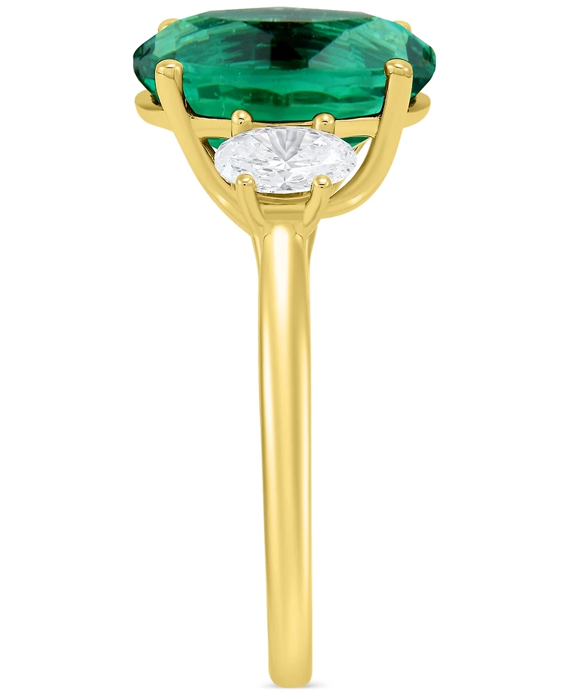 Grown With Love Lab Sapphire (5-5/8 ct. t.w.) & Diamond (3/8 Ring 14k White Gold (Also available Emerald Ruby)