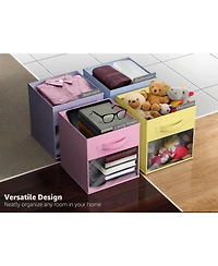 Sorbus 11 Inch 12 Pack Sturdy Collapsible Fabric Storage Cubes with Handle - for Organizing Clothes, Toys, Books, Shelves & more