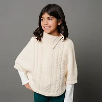 Hope & Henry Girls Organic Split Collar Cable Sweater Cape